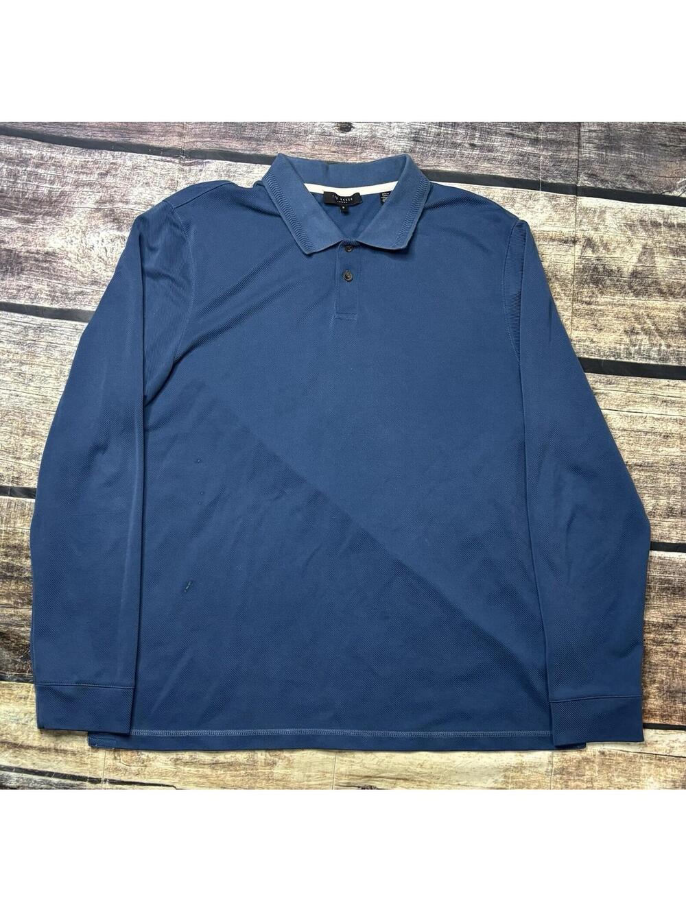 Ted Baker Shirt Mens Size 6 Polo Long Sleeve Blue